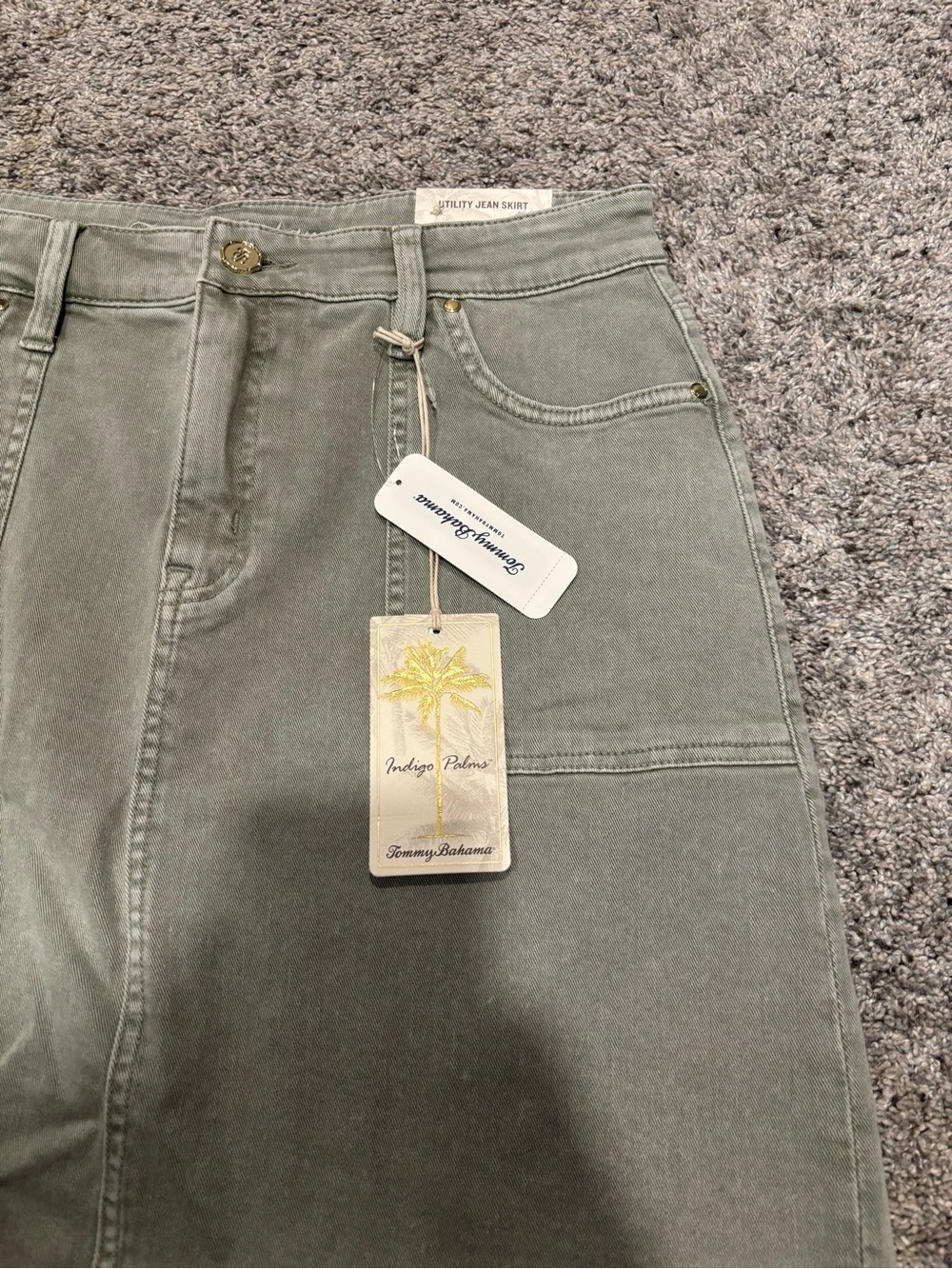 Tommy Bahama Olive Utility Jean Skirt - Picture 2 of 6